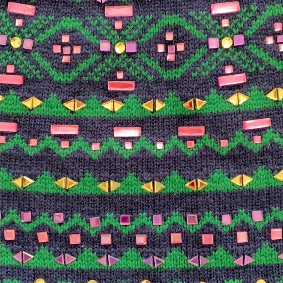 NWOT Talbots Fair Isle Rhinestone lambwool sweater women’s size M Petite - Picture 8 of 11